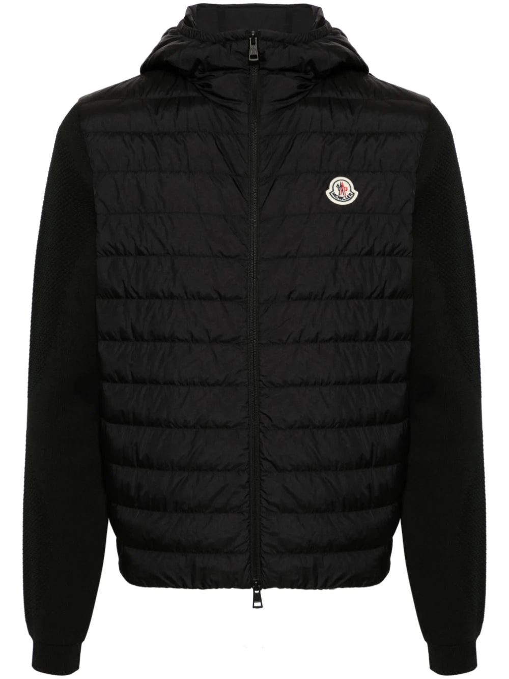 Moncler knitted-panels hooded puffer jacket