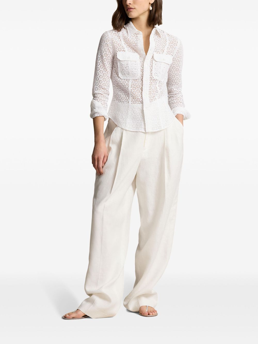 Polo Ralph Lauren floral-embroidery linen shirt - Image 2