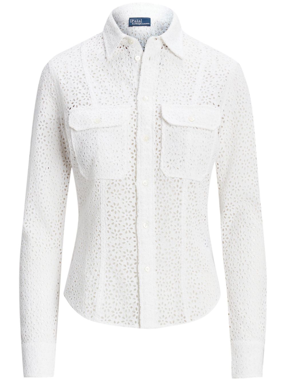 Polo Ralph Lauren floral-embroidery linen shirt