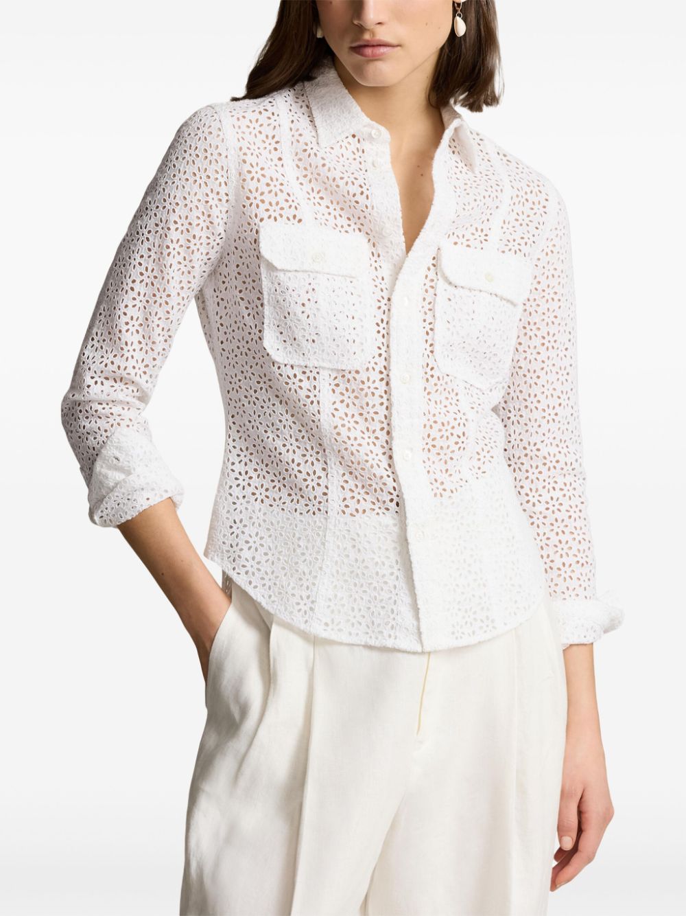 Polo Ralph Lauren floral-embroidery linen shirt - Image 3