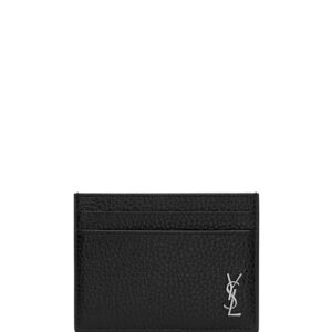 Saint Laurent Cassandre logo-plaque leather cardholder
