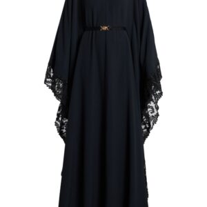 Versace Barocco lace-trim satin gown