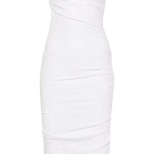 MOSCHINO JEANS  logo-print strapless midi dress