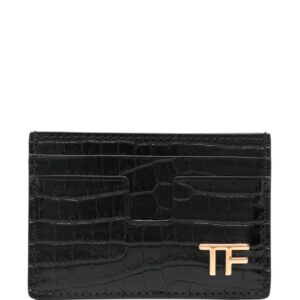 TOM FORD logo-plaque leather cardholder