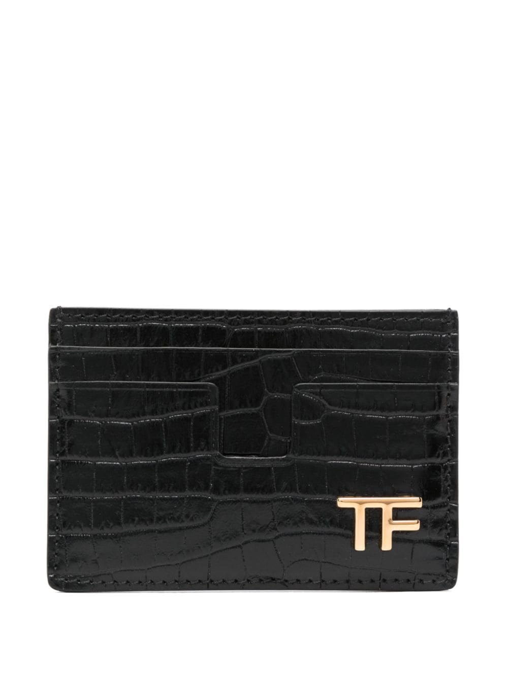 TOM FORD logo-plaque leather cardholder