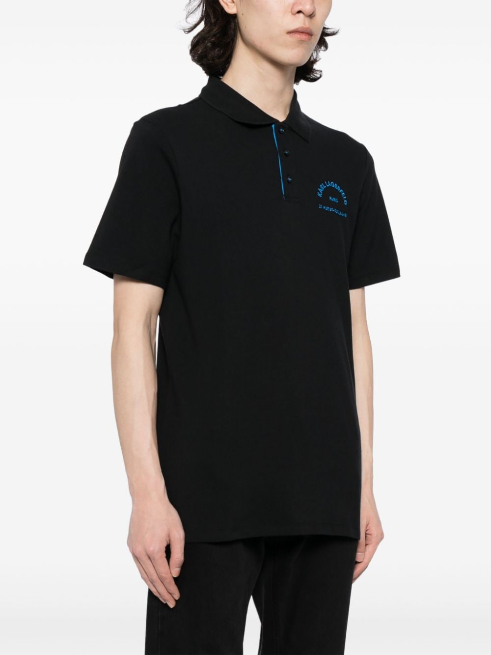 Karl Lagerfeld logo-embroidered organic cotton polo shirt - Image 3