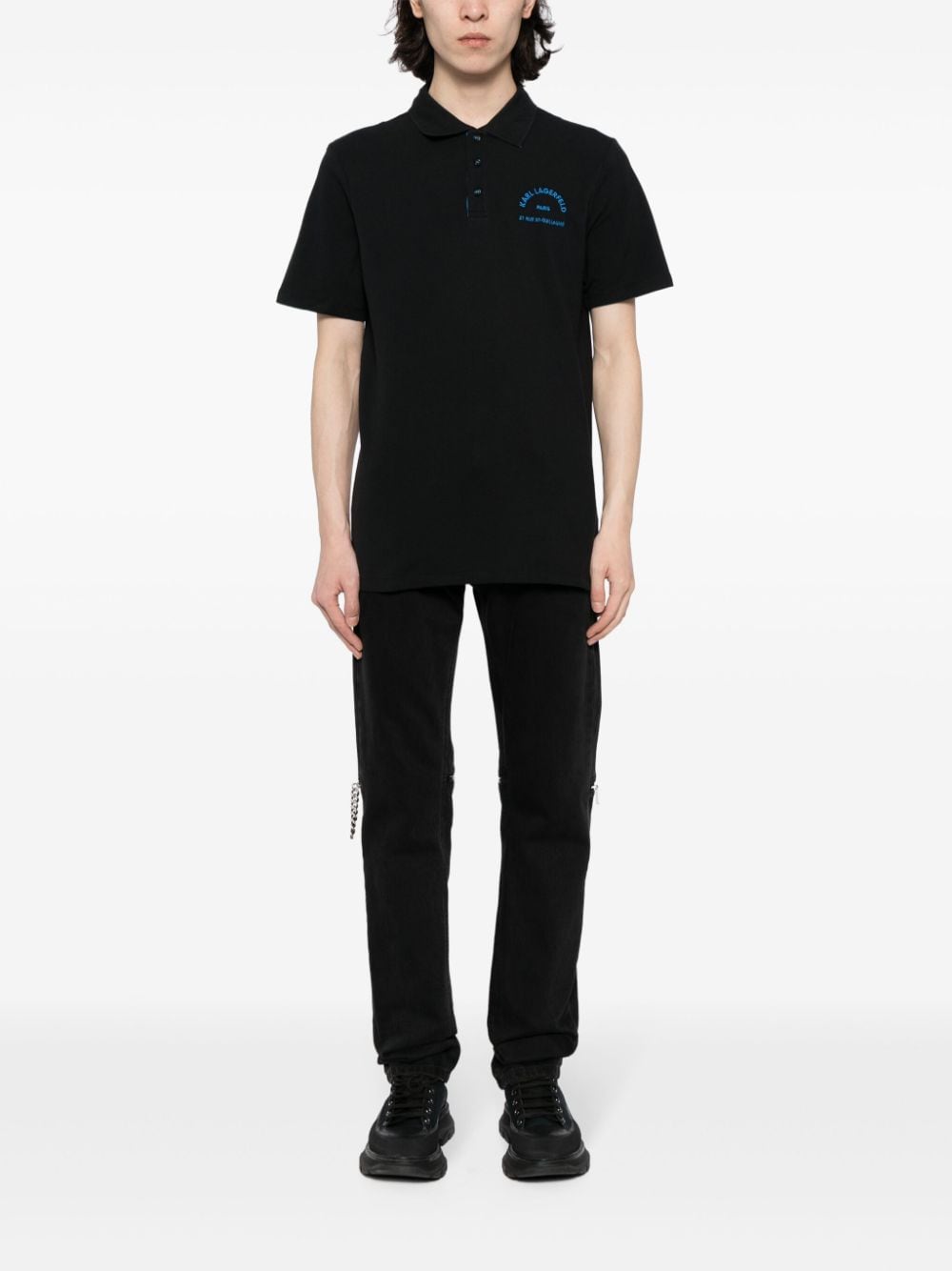 Karl Lagerfeld logo-embroidered organic cotton polo shirt - Image 2