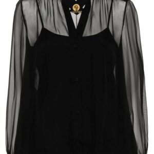 Moschino T-bar fastening silk blouse