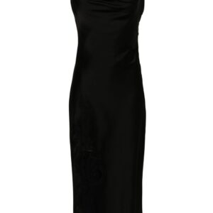 Versace Barocco-lace satin midi dress