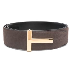 Louis Vuitton logo-buckle crocodile-effect belt