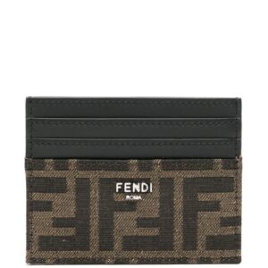 FENDI FF-jacquard leather card holder