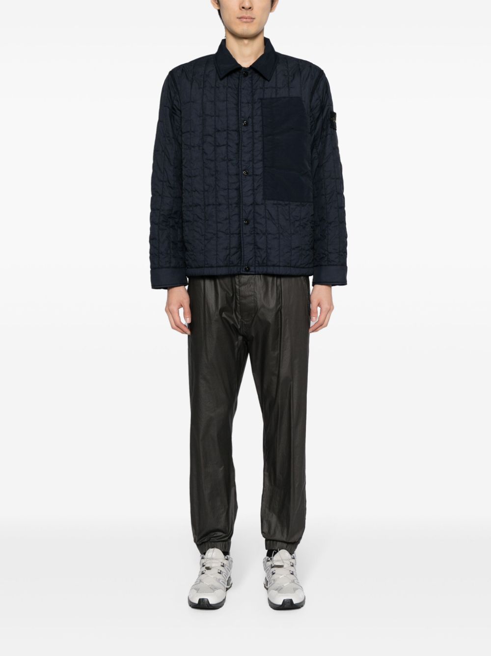 Stone Island Compass-appliqué quilted jacket - Image 2