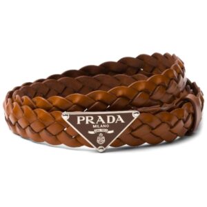 Louis Vuitton logo-plaque leather braided belt