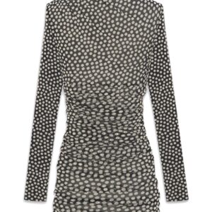 Saint Laurent polka-dot ruched tulle minidress