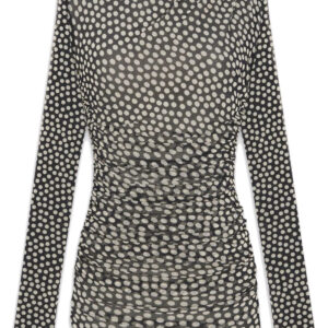 Saint Laurent polka-dot ruched tulle minidress