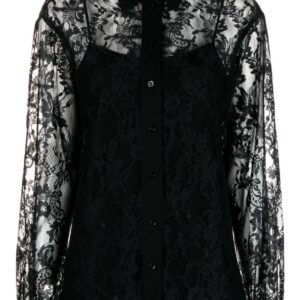 Moschino floral-lace button-up shirt