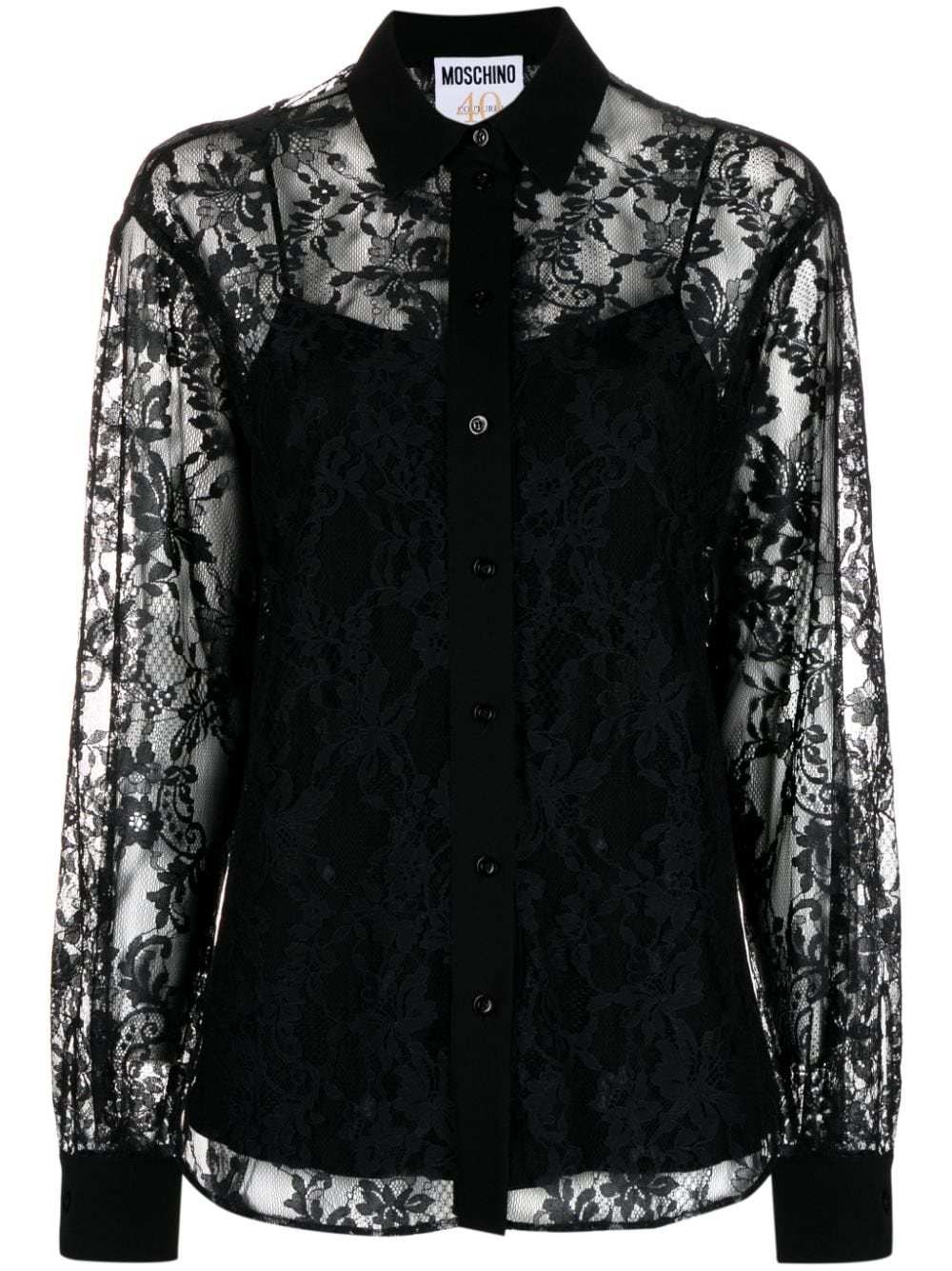 Moschino floral-lace button-up shirt