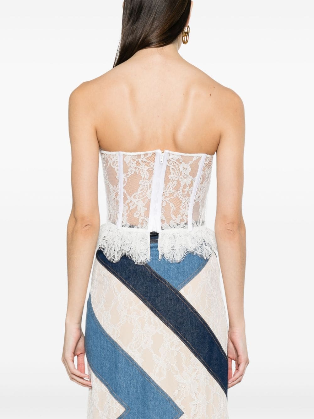 Moschino lace-panelling bustier top - Image 4