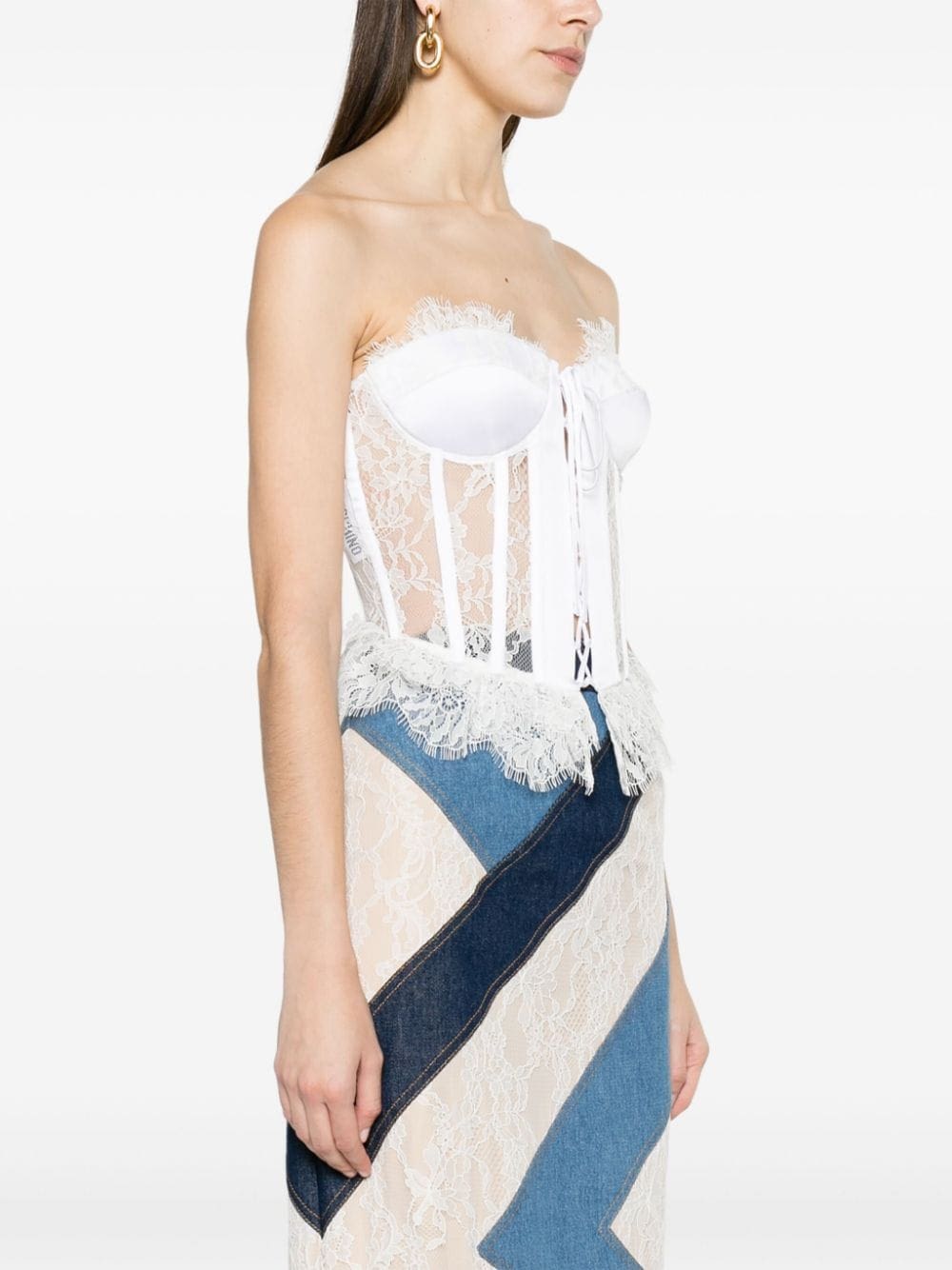 Moschino lace-panelling bustier top - Image 3