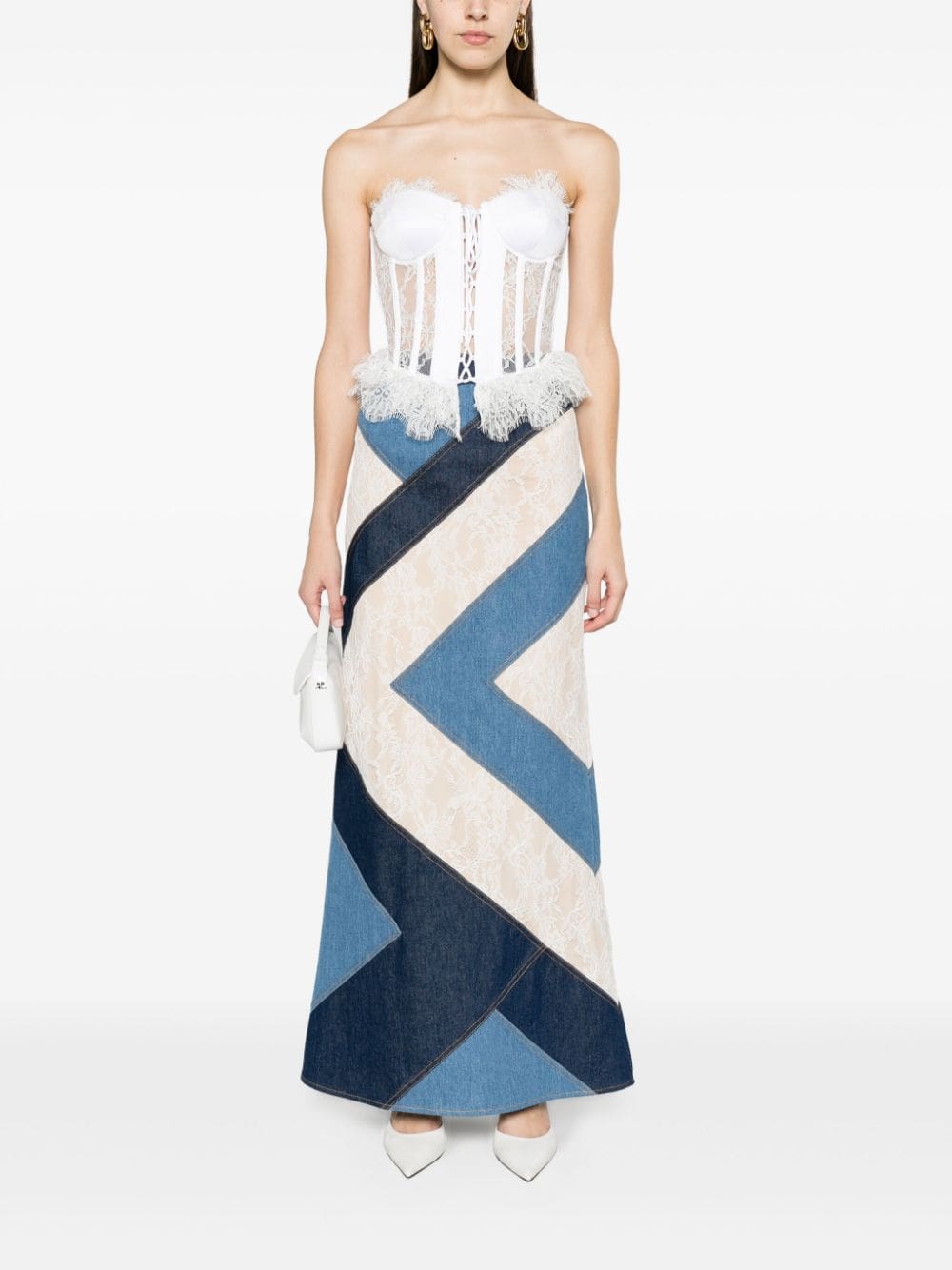 Moschino lace-panelling bustier top - Image 2