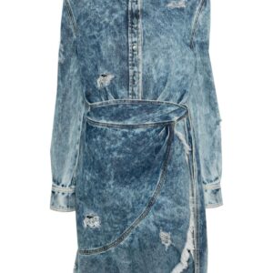 Moschino wraparound distressed-denim dress