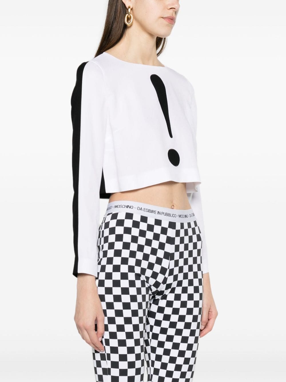 Moschino graphic-print crepe crop top - Image 3