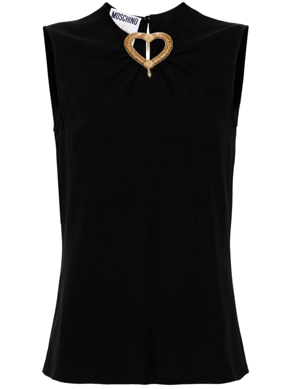 Moschino beaded-heart sleeveless blouse