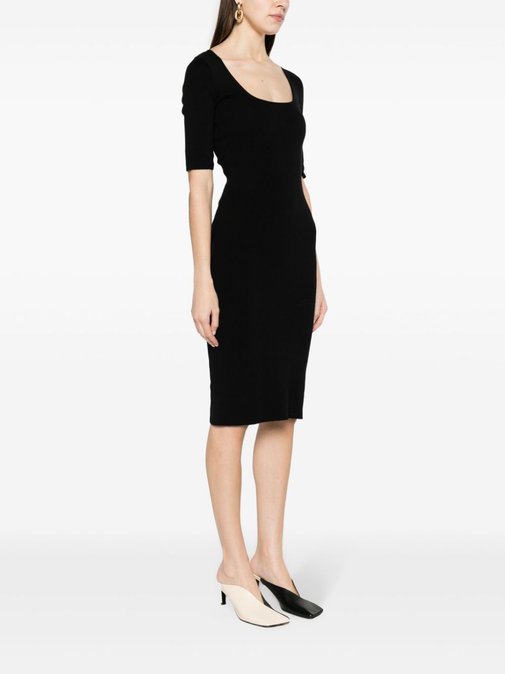 Moschino square-neck ribbed midi dress - Image 3