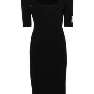 Moschino square-neck ribbed midi dress