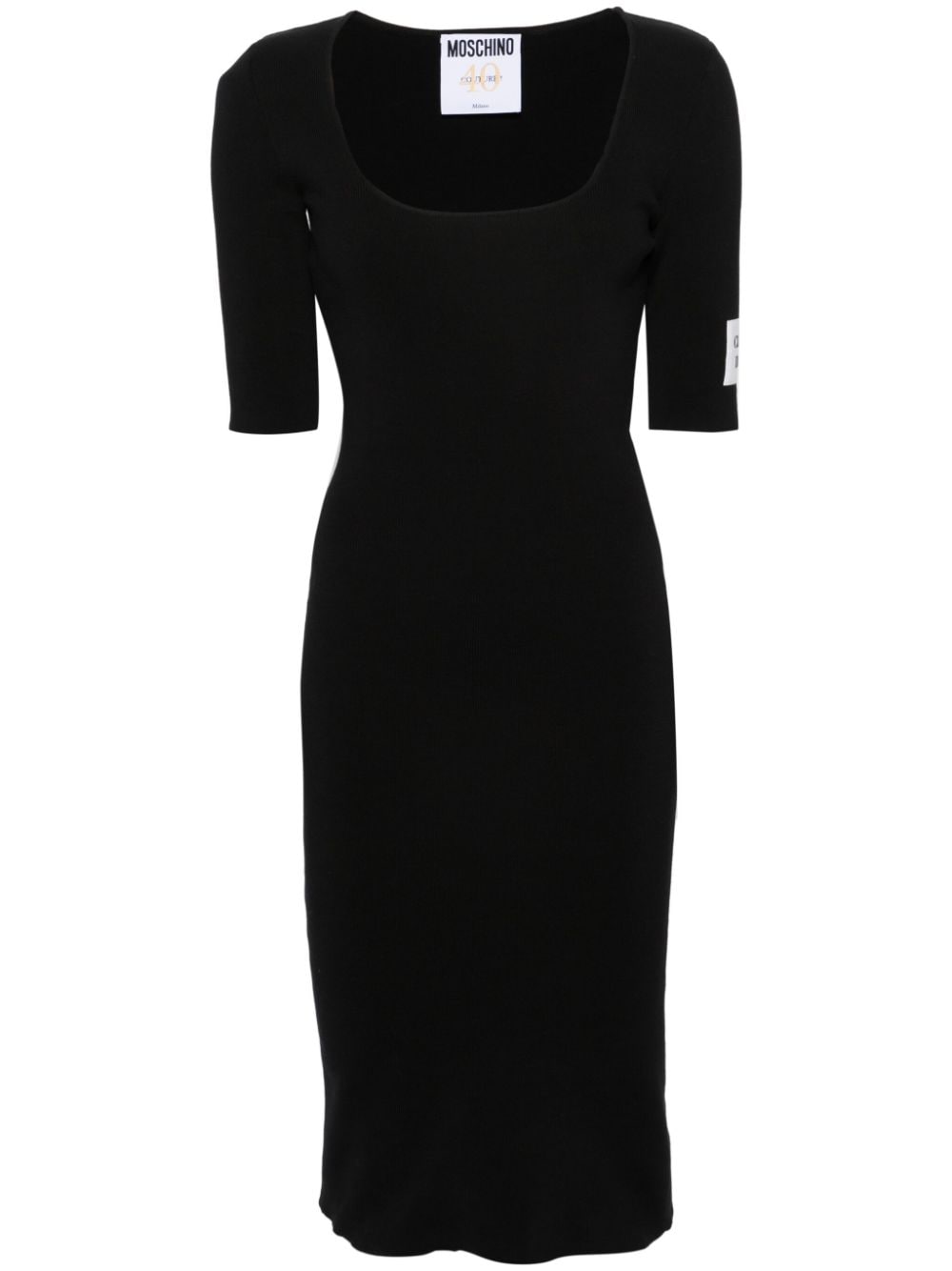Moschino square-neck ribbed midi dress