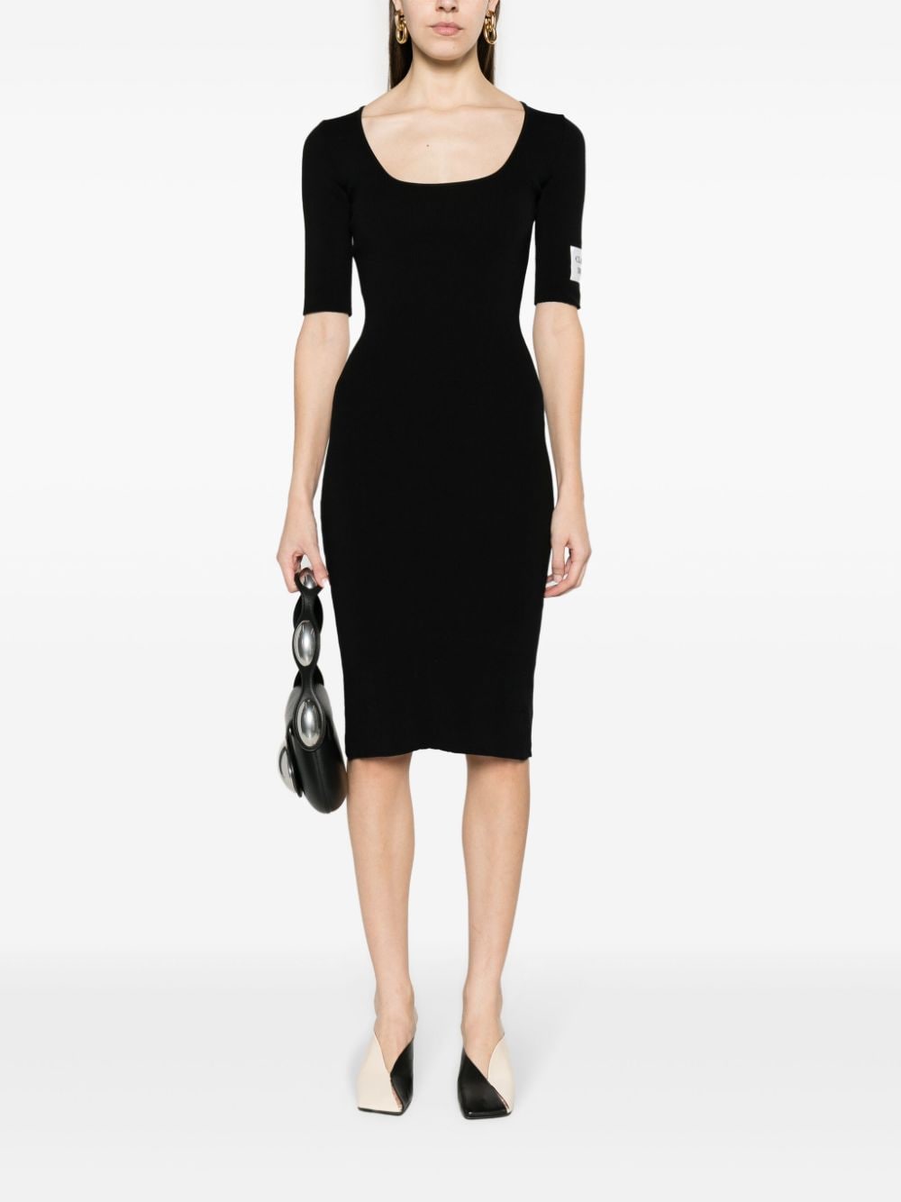 Moschino square-neck ribbed midi dress - Image 2