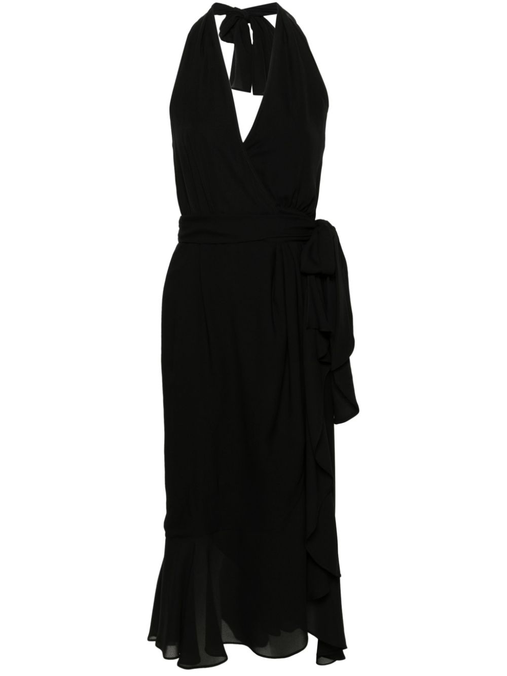 Moschino halterneck silk wrap dress