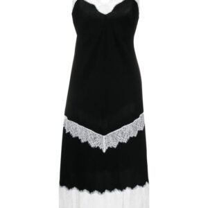 Moschino lace-panel crepe slip dress