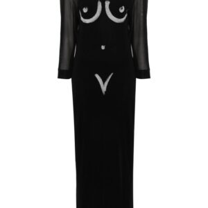 Moschino body-print mesh slip dress