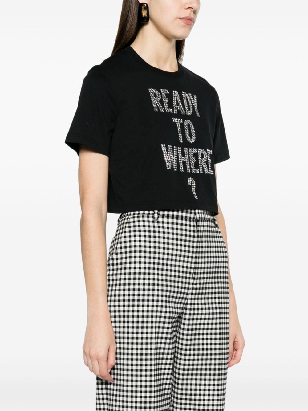 Moschino text-embellished cropped T-shirt - Image 3