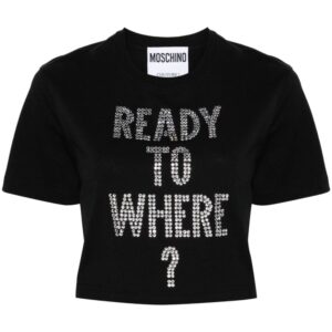 Moschino text-embellished cropped T-shirt