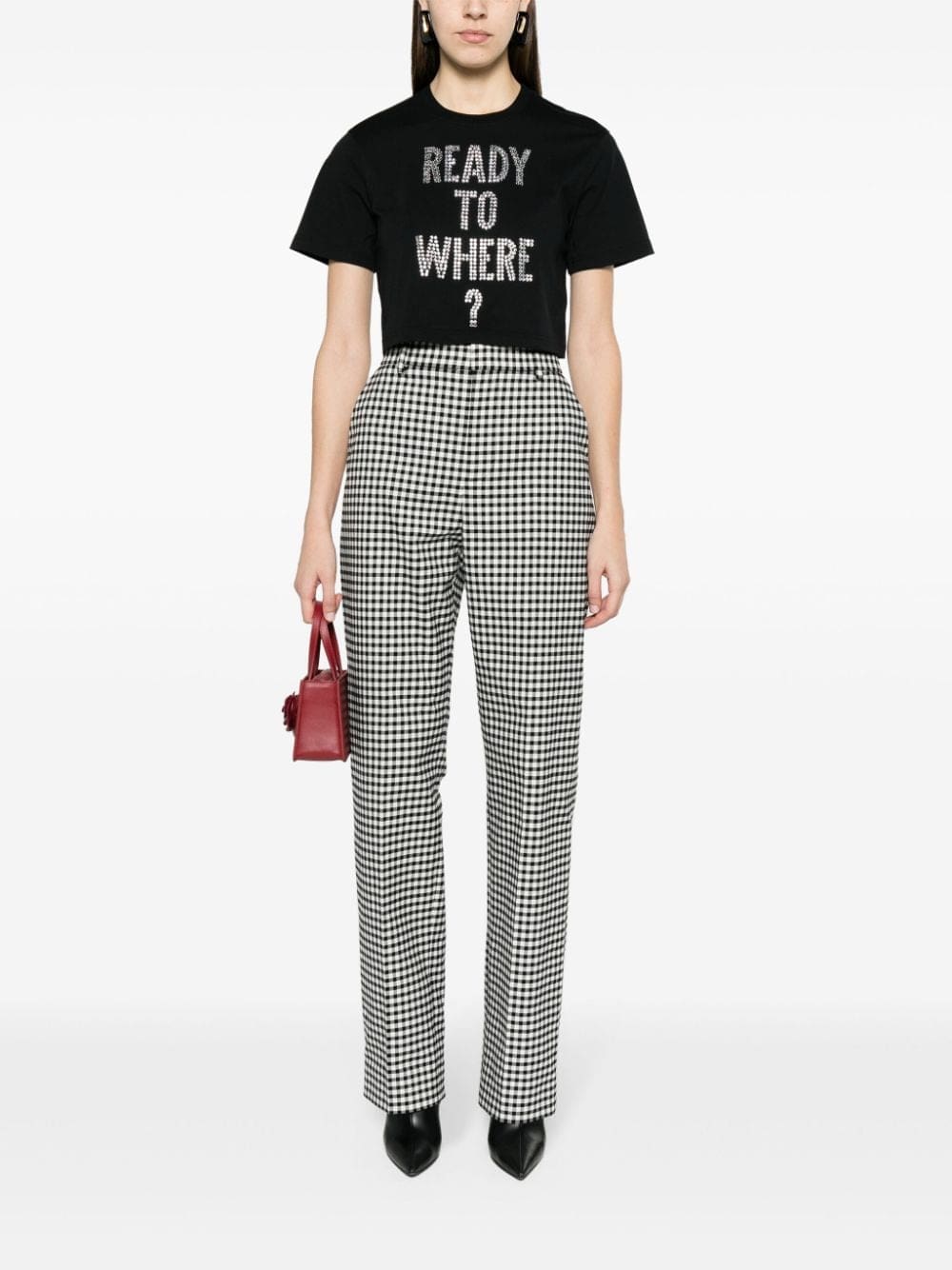 Moschino text-embellished cropped T-shirt - Image 2