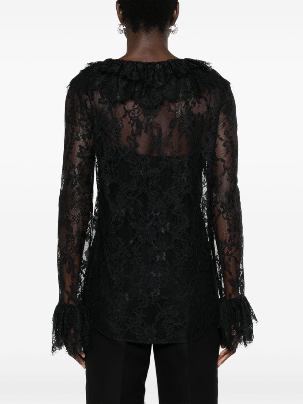 Moschino ruffled floral-lace blouse - Image 4