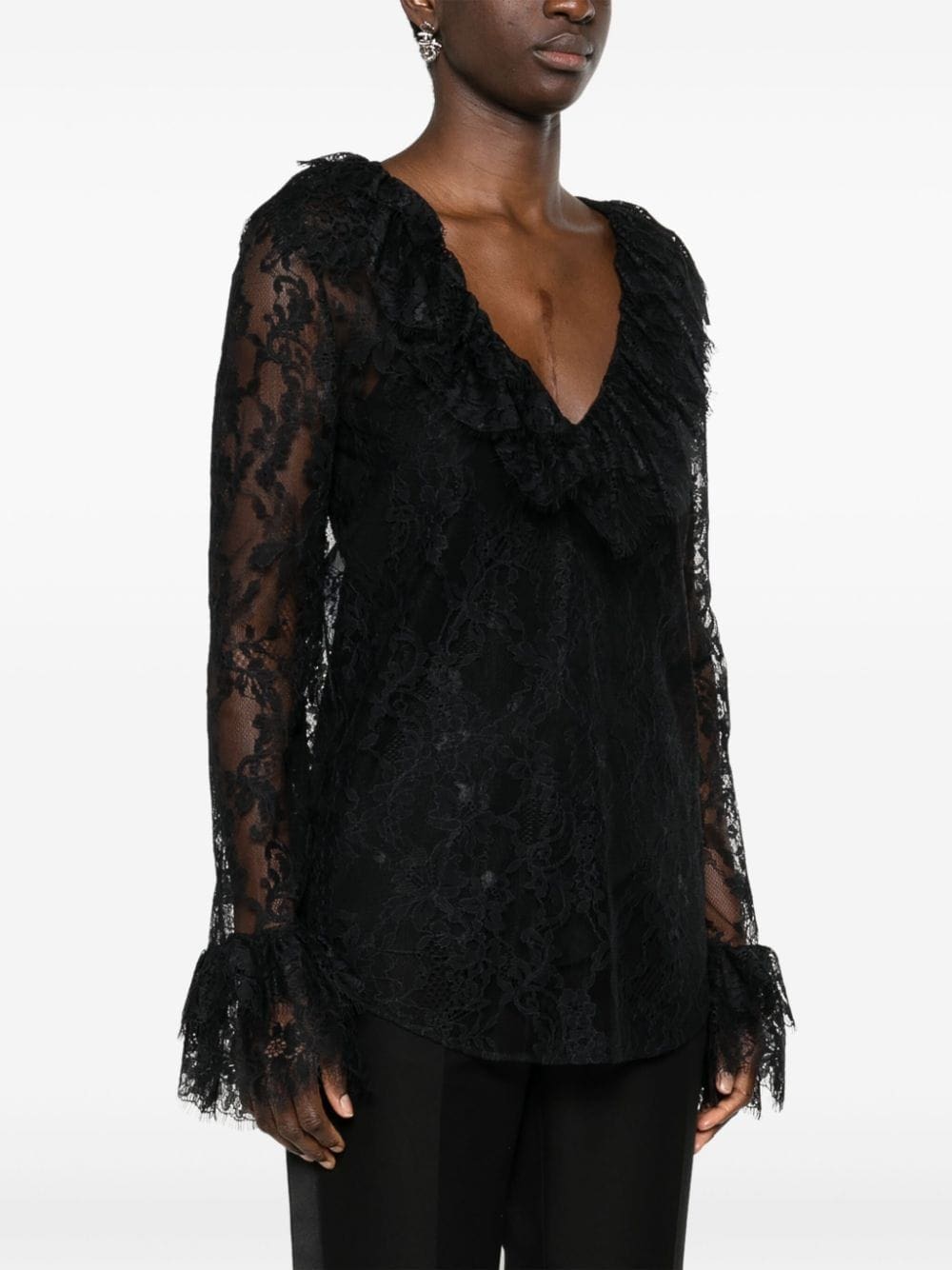 Moschino ruffled floral-lace blouse - Image 3