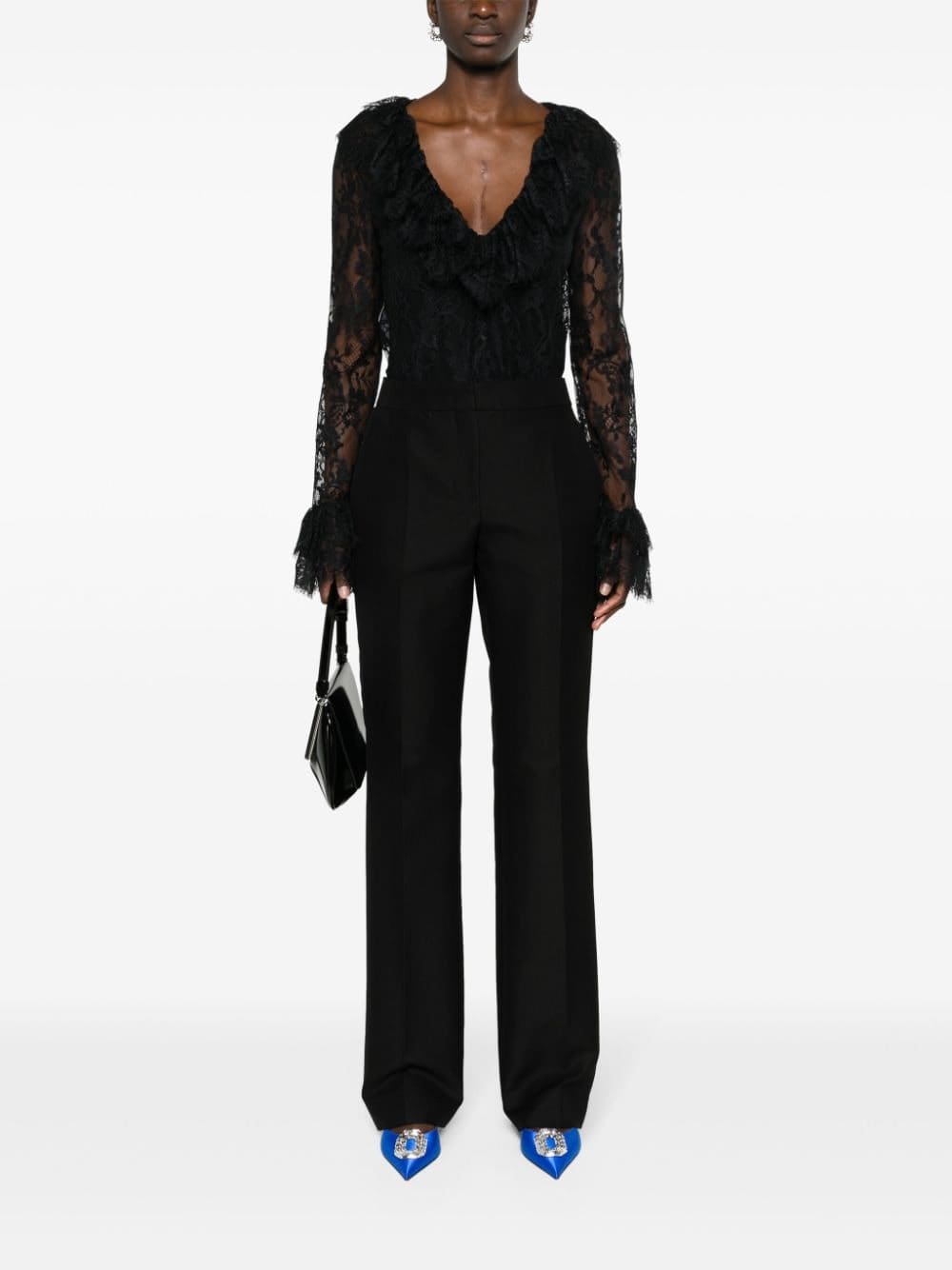 Moschino ruffled floral-lace blouse - Image 2