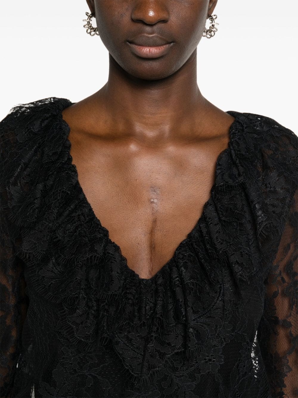 Moschino ruffled floral-lace blouse - Image 5