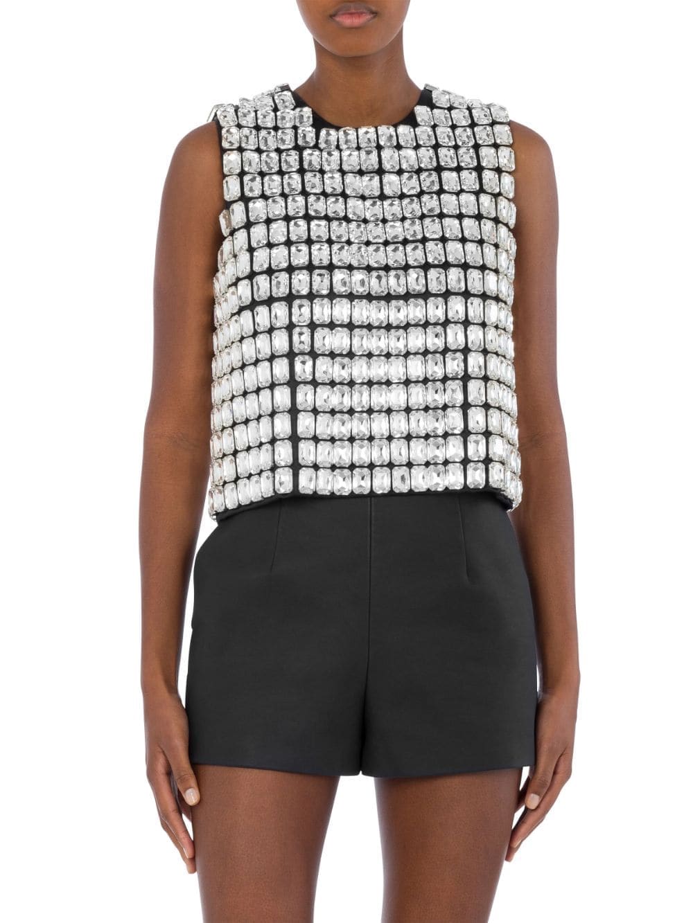 Moschino crystal-embellished cropped tank top - Image 2