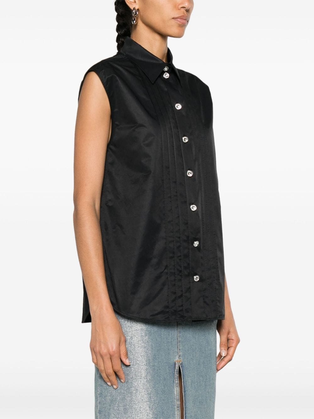 Moschino crystal-buttons sleeveless shirt - Image 3