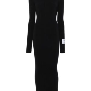 Moschino slogan-patch ribbed cotton dress