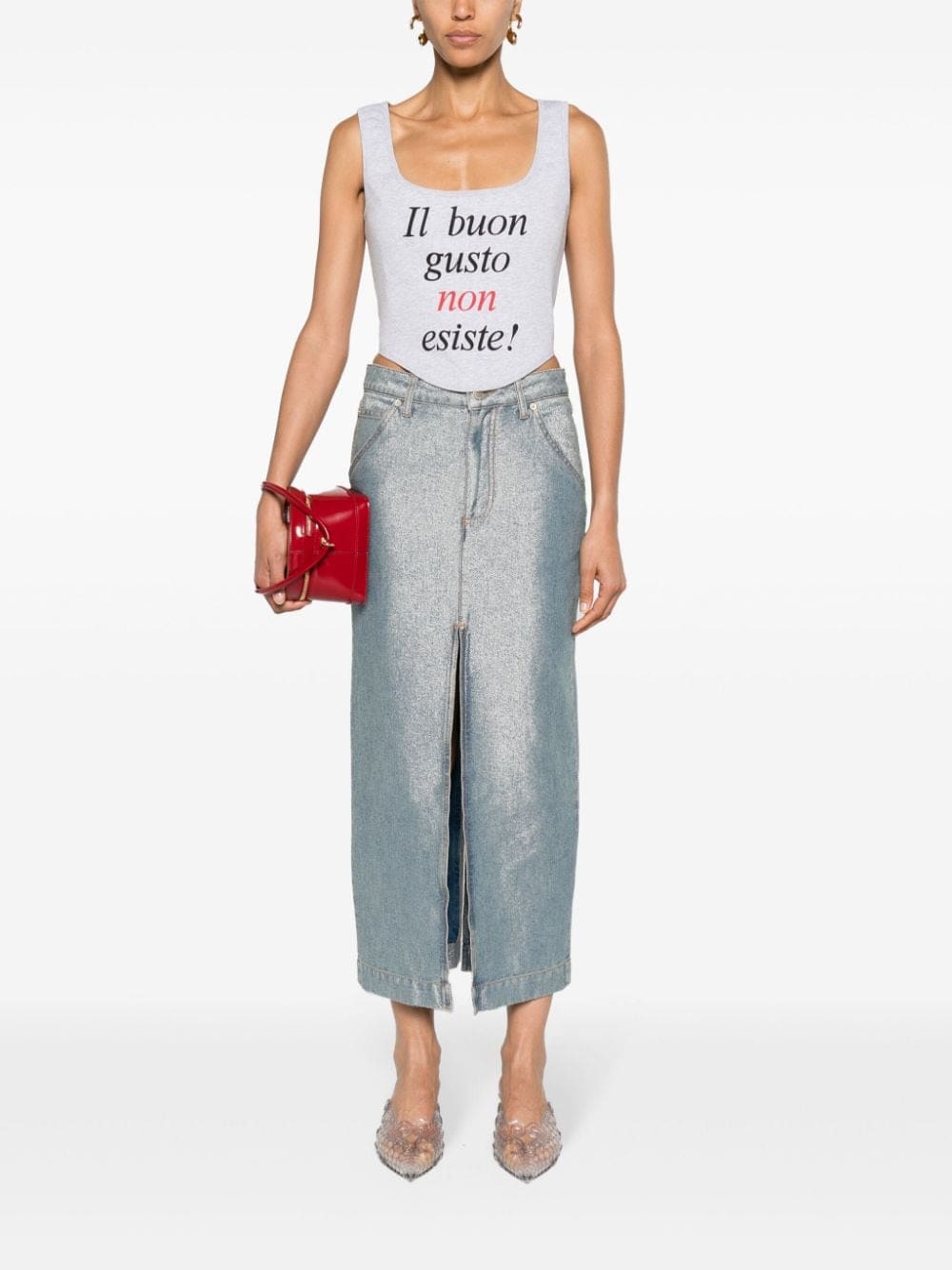 Moschino slogan-print corset top - Image 2