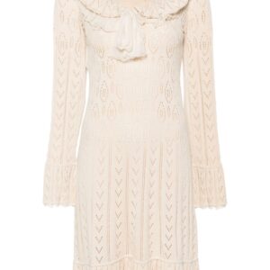 Moschino ruffled pointelle-knit minidress