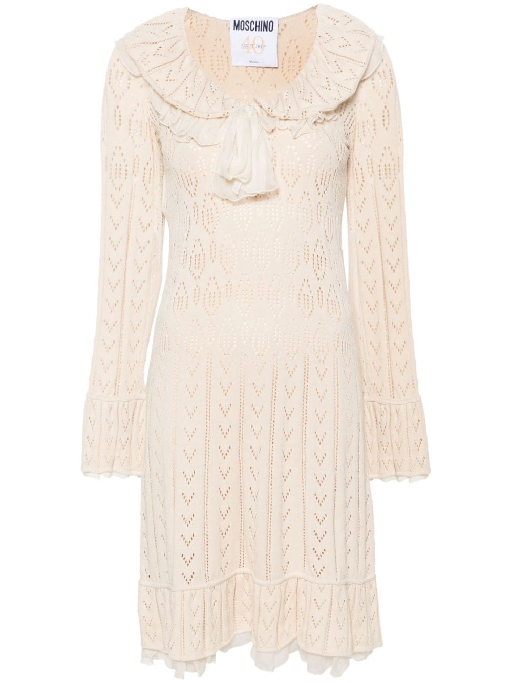 Moschino ruffled pointelle-knit minidress