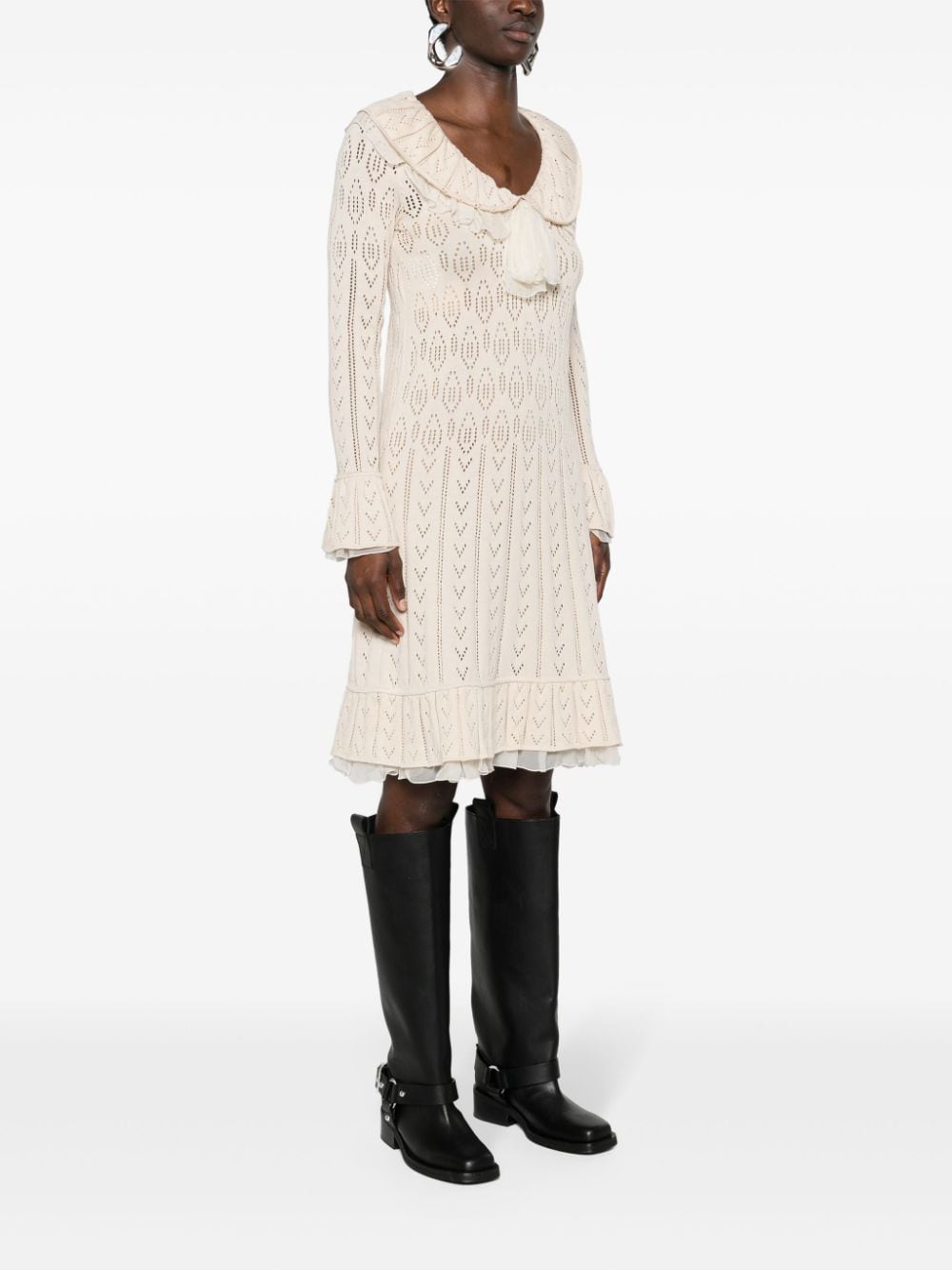 Moschino ruffled pointelle-knit minidress - Image 3