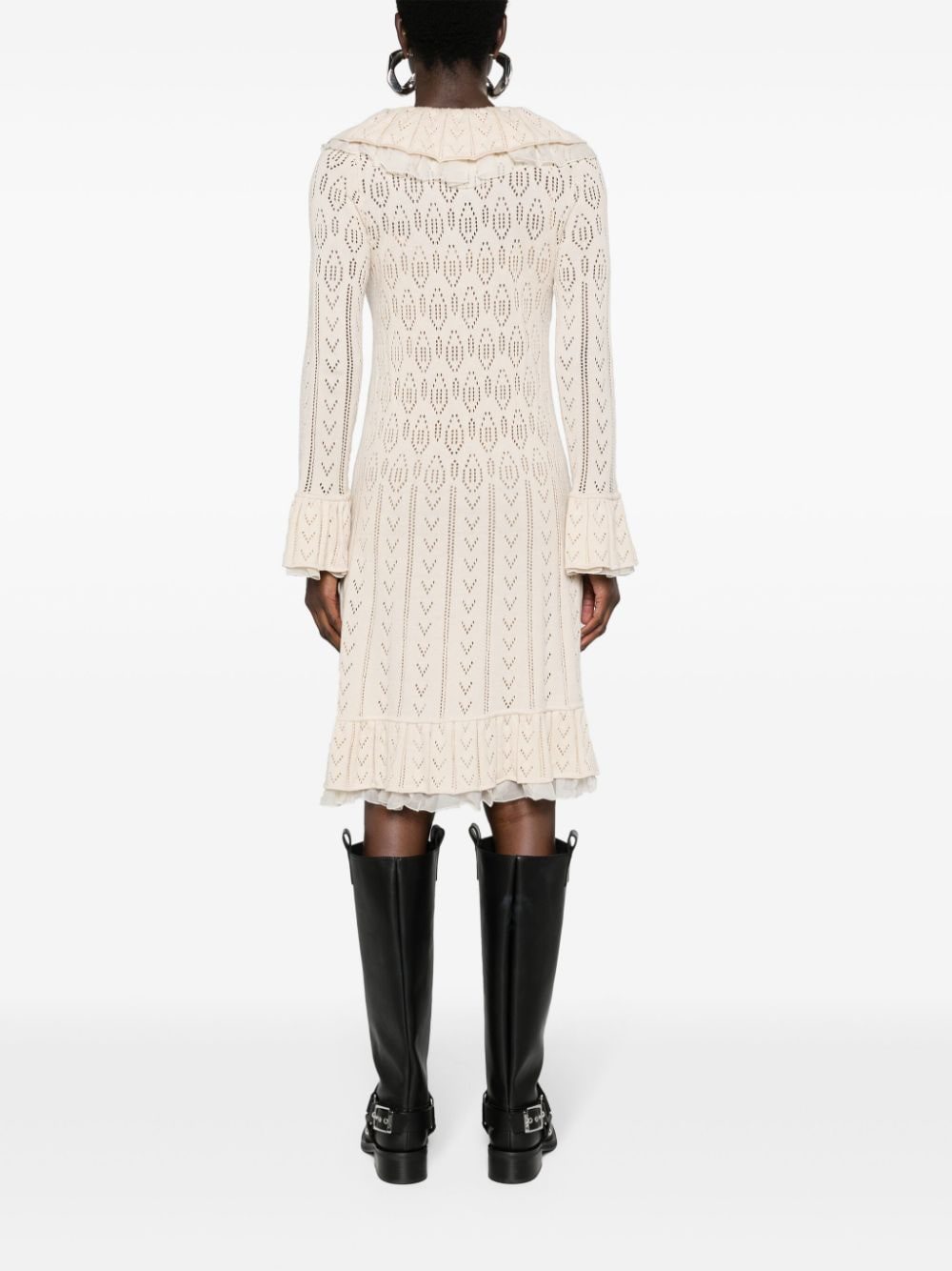 Moschino ruffled pointelle-knit minidress - Image 4
