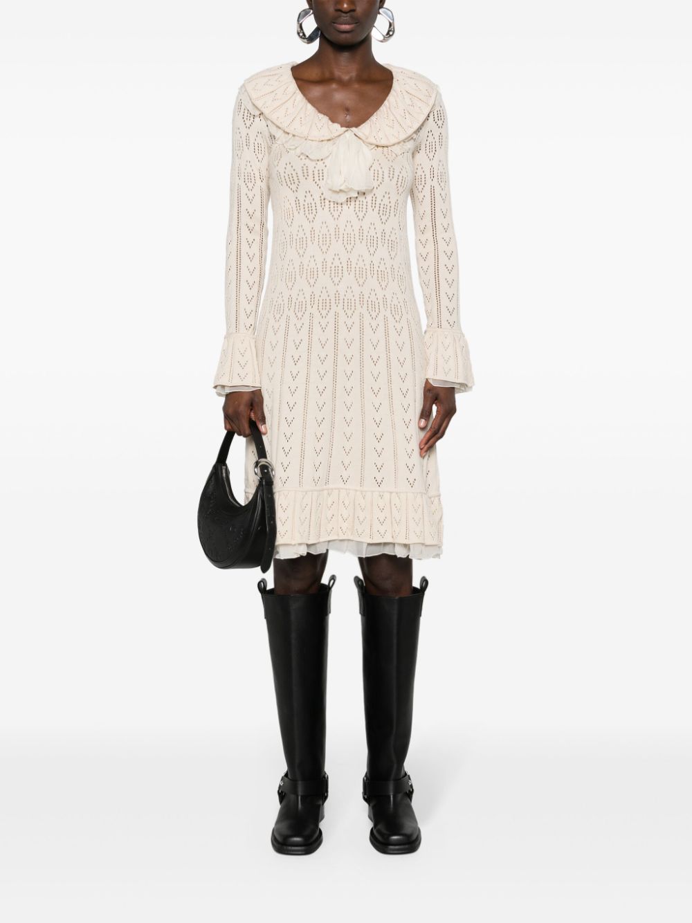 Moschino ruffled pointelle-knit minidress - Image 2